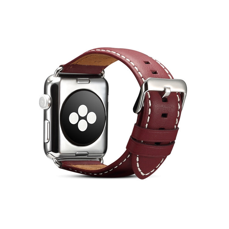 Denior Environmental Luxury Car Watch Leather Watch Band for Apple Watch Ultra 49mm&Watch Ultra 2 49mm / Series 10 46mm / 9&8&7 45mm / SE 3&SE 2&6&SE&5&4 44mm / 3&2&1 42mm(Dark Red) - Watch Bands by Denior | Online Shopping UK | buy2fix