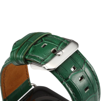 Denior Crocodile Grain Watch Cowhide Leather Watch Band for Apple Watch Series 7 41mm / 6 & SE & 5 & 4 40mm / 3 & 2 & 1 38mm (Green) - Watch Bands by Denior | Online Shopping UK | buy2fix