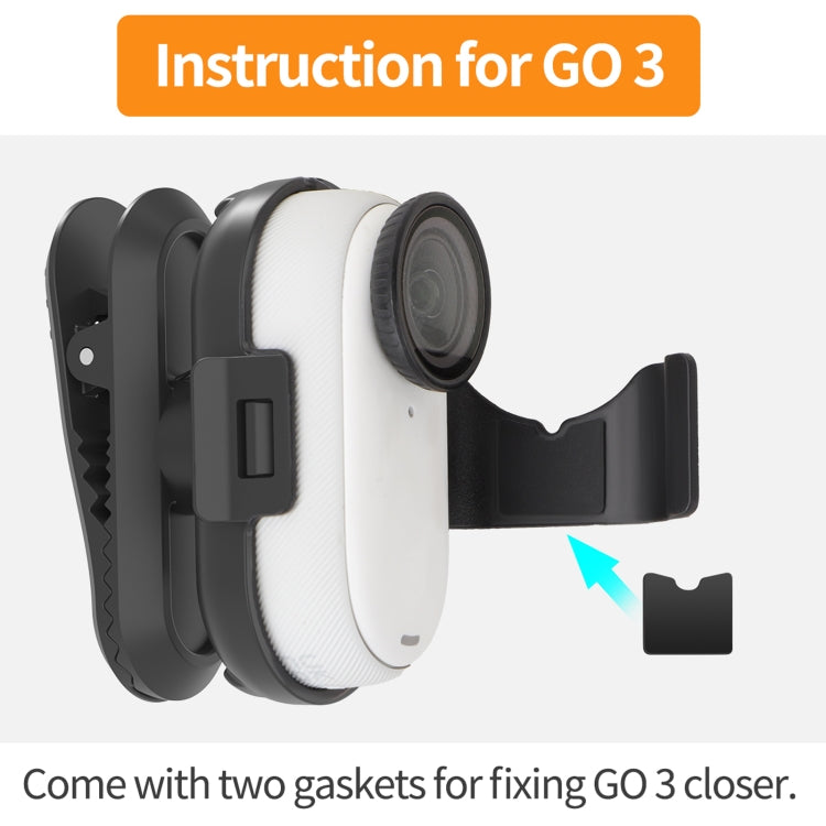 For Insta360 GO3 / GO 3S Sunnylife 360 Degree Rotation Backpack Clip Action Camera Clamp Mount (Black) - Mount & Holder by Sunnylife | Online Shopping UK | buy2fix