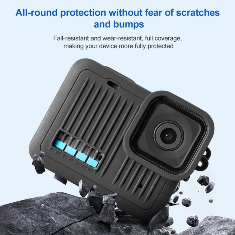 For GoPro HERO 2024 Silicone Protective Case Side Interface Cover with Wrist Strap & Lens Cover (Black) - Silicone Cases by buy2fix | Online Shopping UK | buy2fix