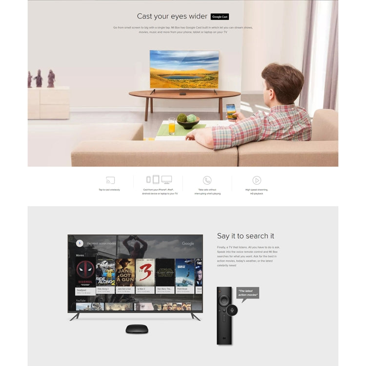 [HK Warehouse] Original Xiaomi Mi Box (Global Version) 4K Android TV 6.0 Set-top Box Quad-core Cortex-A53 2.0GHz Dual-band Wi-Fi 2.4GHz / 5GHz, Bluetooth 4.0 / 3.0, 2GB+8GB - Others by Xiaomi | Online Shopping UK | buy2fix