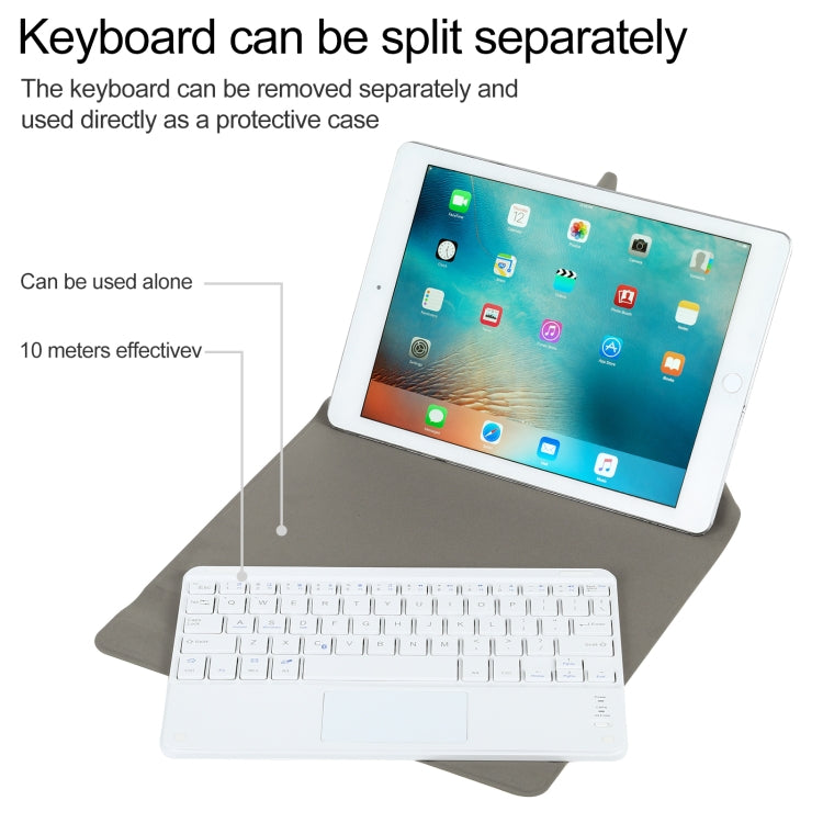 Universal Detachable Bluetooth Keyboard + Leather Tablet Case with Touchpad for iPad 9-10 inch, Specification:White Keyboard(Blue) - Universal by buy2fix | Online Shopping UK | buy2fix