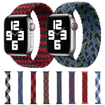 Plastic Buckle Mixed Color Nylon Braided Single Loop Watch Band For Apple Watch Ultra 49mm&Watch Ultra 2 49mm / Series 9&8&7 45mm / SE 3&SE 2&6&SE&5&4 44mm / 3&2&1 42mm, Size:M(Checkered Blue Green) - Watch Bands by buy2fix | Online Shopping UK | buy2fix