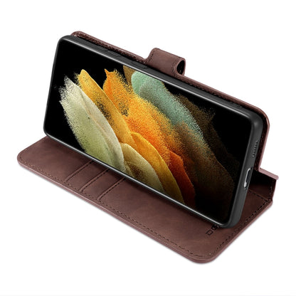 For Samsung Galaxy S21 Ultra 5G DG.MING Retro Oil Side Horizontal Flip Case with Holder & Card Slots & Wallet(Coffee) - Galaxy S21 5G Cases by DG.MING | Online Shopping UK | buy2fix