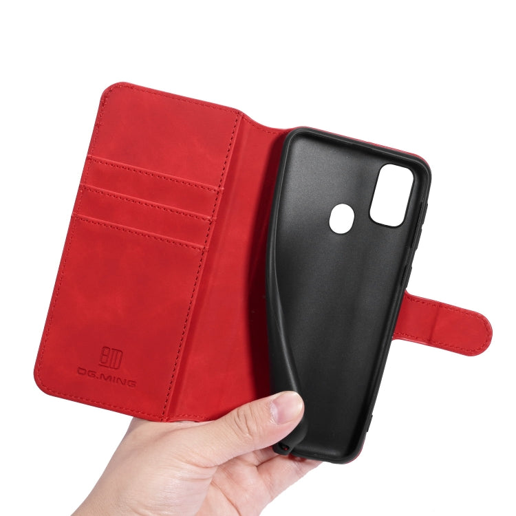 For Galaxy M30s DG.MING Retro Oil Side Horizontal Flip Case with Holder & Card Slots & Wallet(Red) - Galaxy Phone Cases by DG.MING | Online Shopping UK | buy2fix