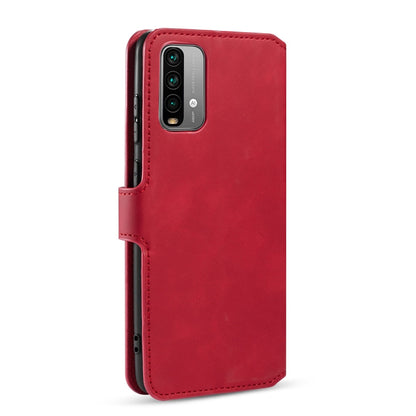 For Xiaomi Redmi Note 9 4G DG.MING Retro Oil Side Horizontal Flip Leather Case with Holder & Card Slots & Wallet(Red) - Xiaomi Cases by DG.MING | Online Shopping UK | buy2fix