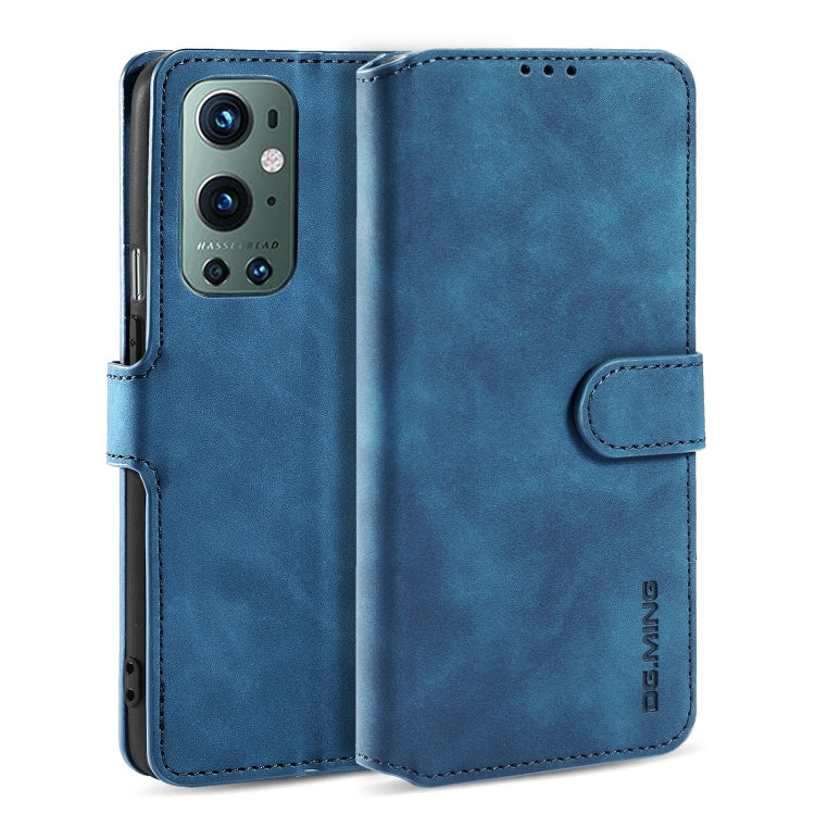 For OnePlus 9 Pro DG.MING Retro Oil Side Horizontal Flip Leather Case with Holder & Card Slots & Wallet(Blue) - OnePlus Cases by DG.MING | Online Shopping UK | buy2fix