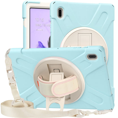 For Samsung Galaxy Tab S7 FE T730 / S7+ / S9+ /S8+ Silicone + PC Protective Case with Holder & Shoulder Strap(Ice Blue) - Other Galaxy Tab PC by buy2fix | Online Shopping UK | buy2fix