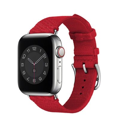 Two-color Nylon Braid Watch Band For Apple Watch Ultra 49mm&Watch Ultra 2 49mm / Series 9&8&7 45mm / SE 3&SE 2&6&SE&5&4 44mm / 3&2&1 42mm(Rose Red) - Watch Bands by buy2fix | Online Shopping UK | buy2fix