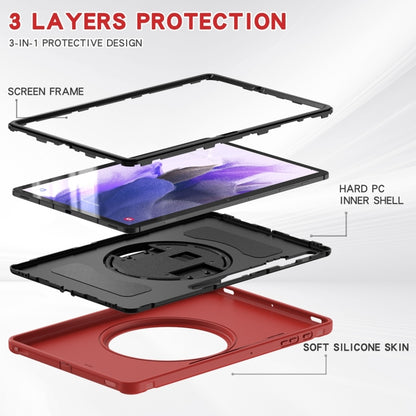 For Samsung Galaxy Tab S7 FE 12.4 inch T730 360 Degree Rotation PC+TPU Protective Cover with Holder & Hand Strap(Red) - Other Galaxy Tab PC by buy2fix | Online Shopping UK | buy2fix