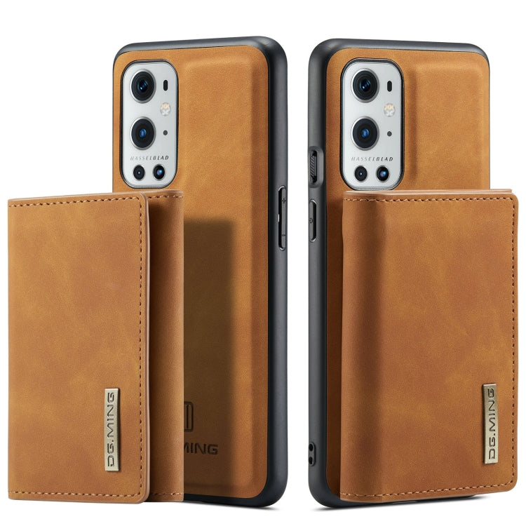 For OnePlus 9 Pro DG.MING M1 Series 3-Fold Multi Card Wallet  Back Cover Shockproof Case with Holder Function(Brown) -  by DG.MING | Online Shopping UK | buy2fix