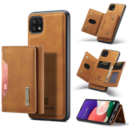 For Samsung Galaxy A22 5G DG.MING M2 Series 3-Fold Multi Card Bag Back Cover Shockproof Case with Wallet & Holder Function(Brown) - Galaxy Phone Cases by DG.MING | Online Shopping UK | buy2fix