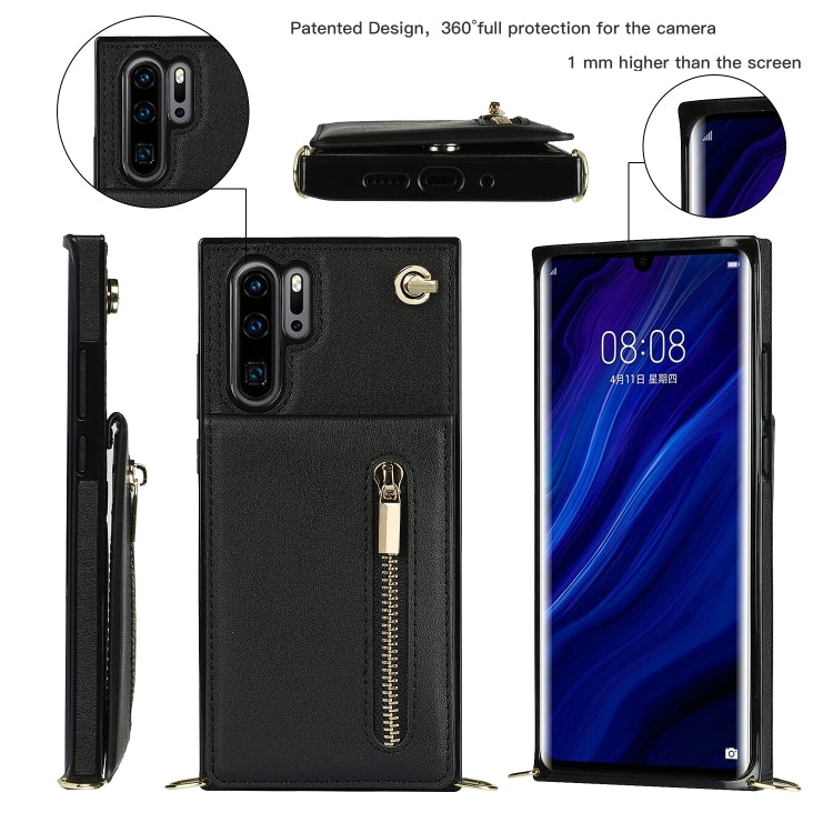 For Huawei P30 Pro Cross-body Zipper Square TPU+PU Back Cover Case with Holder & Card Slots & Wallet & Strap(Black) - Huawei Cases by buy2fix | Online Shopping UK | buy2fix