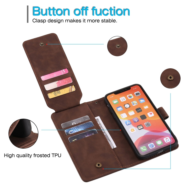 For iPhone 11 Skin Feel Business Horizontal Flip PU Leather Case with Holder & Multi-Card Slots & Wallet & Lanyard & Photo Frame (Brown) - iPhone 11 Cases by buy2fix | Online Shopping UK | buy2fix