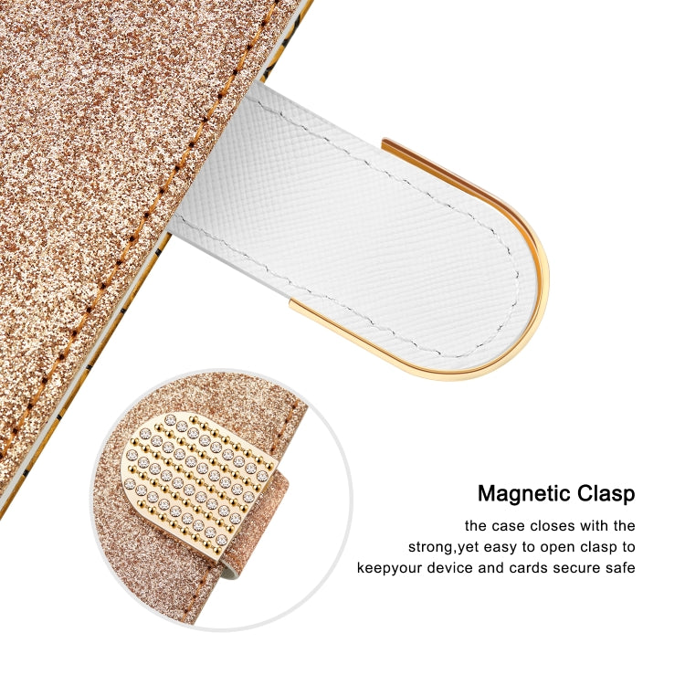 For iPhone 13 mini Laser Glitter Powder Matching Crocodile Texture Horizontal Flip Leather Case with Card Slots & Holder & Wallet (Gold) - iPhone 13 mini Cases by buy2fix | Online Shopping UK | buy2fix