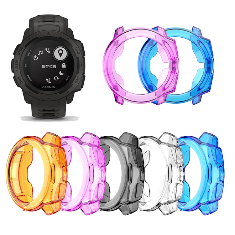 For Garmin Instinct TPU Half-pack Candy Color Protective Case(Transparent Black) - Watch Cases by buy2fix | Online Shopping UK | buy2fix