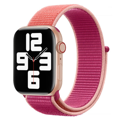 For Apple Watch Series 7 41mm / 6 & SE & 5 & 4 40mm / 3 & 2 & 1 38mm Color Matching Nylon Watch Band(Orange + Rose Red) - Watch Bands by buy2fix | Online Shopping UK | buy2fix