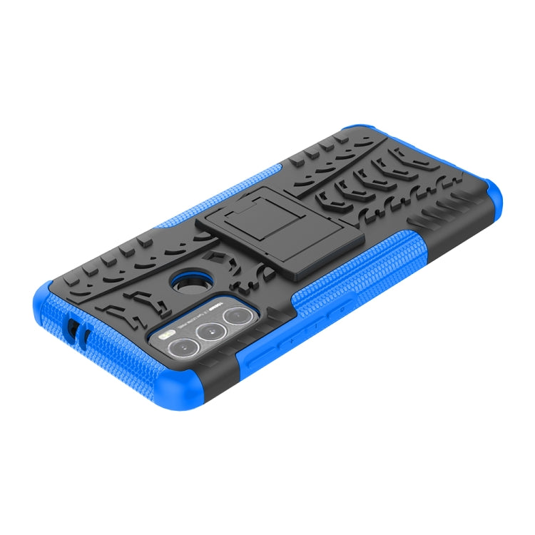 For Motorola Moto G60 Tire Texture Shockproof TPU+PC Protective Case with Holder(Blue) - Motorola Cases by buy2fix | Online Shopping UK | buy2fix