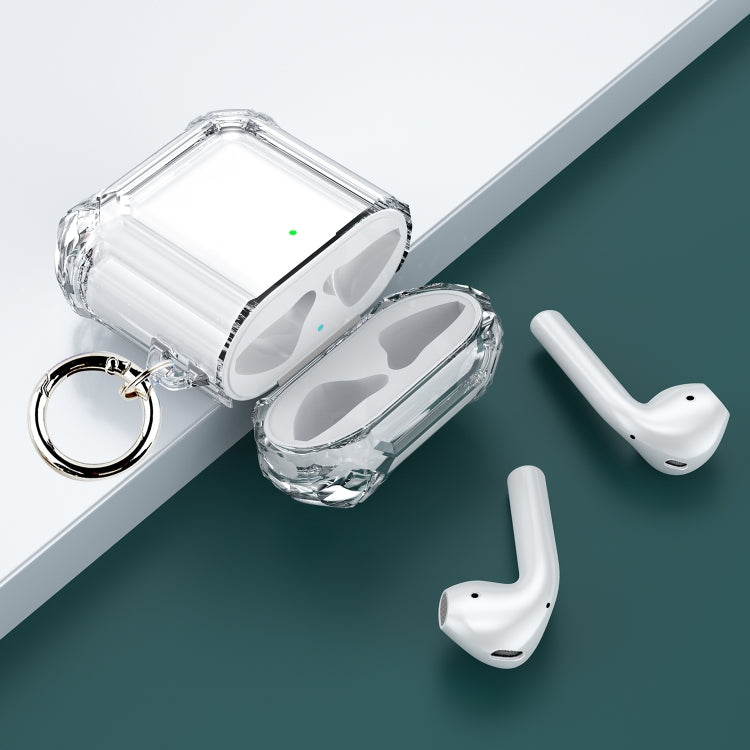 Four Corners Anti-fall Wireless Earphone Dual-color PC Protective Case with Hook For AirPods 1/2(Transparent) - For AirPods 1/2 by buy2fix | Online Shopping UK | buy2fix