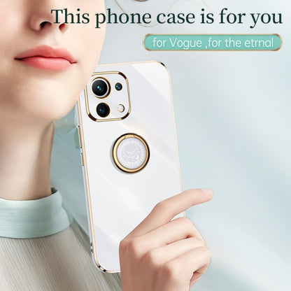 For Xiaomi Mi 11 Lite XINLI Straight Edge 6D Electroplate TPU Phone Case with Ring Holder(Mint Green) - Xiaomi Cases by XINLI | Online Shopping UK | buy2fix