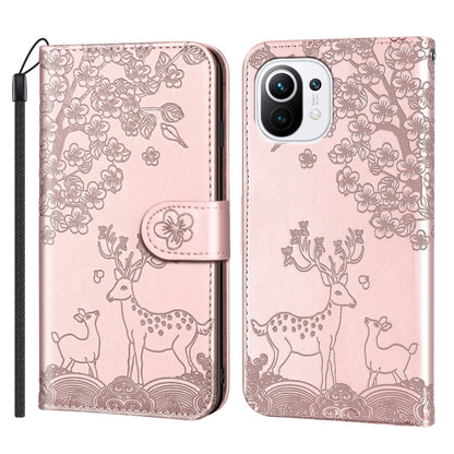 For Xiaomi Mi 11 Sika Deer Embossing Pattern Horizontal Flip PU Leather Case with Holder & Card Slot & Wallet & Photo Frame(Rose Gold) - Xiaomi Cases by buy2fix | Online Shopping UK | buy2fix