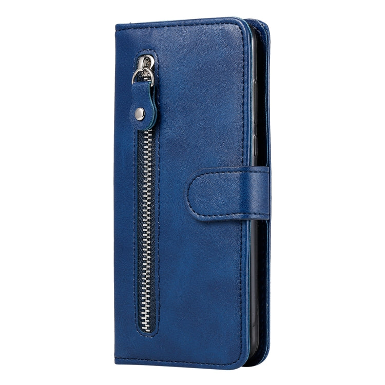 For OPPO Realme 8 5G / Realme V13 5G Fashion Calf Texture Zipper Horizontal Flip Leather Case with Stand & Card Slots & Wallet Function(Blue) - Realme Cases by buy2fix | Online Shopping UK | buy2fix