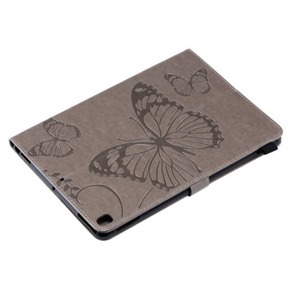 For iPad 10.2 / Pro 10.5 / Air  2019 Pressed Printing Butterfly Pattern Horizontal Flip PU Leather Case with Holder & Card Slots & Wallet & Pen Slot(Grey) - iPad Air (2019) Cases by buy2fix | Online Shopping UK | buy2fix