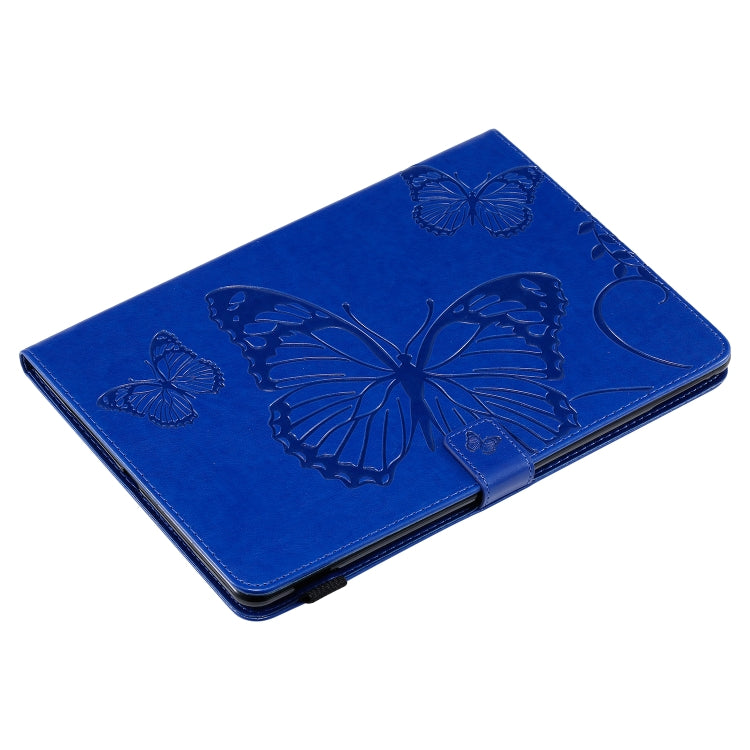 For iPad 10.2 / Pro 10.5 / Air  2019 Pressed Printing Butterfly Pattern Horizontal Flip PU Leather Case with Holder & Card Slots & Wallet & Pen Slot(Blue) - iPad Air (2019) Cases by buy2fix | Online Shopping UK | buy2fix