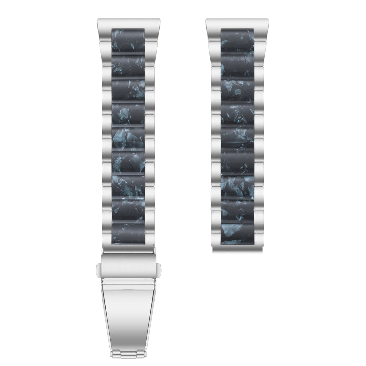 For Samsung Smart Watch 22mm Three-beads Steel + Resin Watch Band(Silver Blue) - Watch Bands by buy2fix | Online Shopping UK | buy2fix