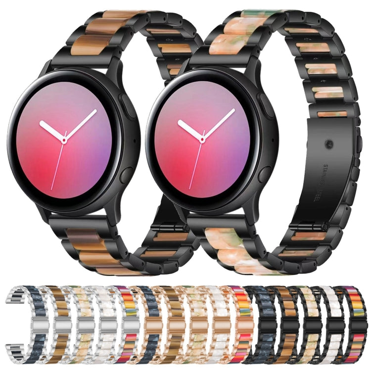 For Samsung Smart Watch 22mm Three-beads Steel + Resin Watch Band(Black Rainbow) - Watch Bands by buy2fix | Online Shopping UK | buy2fix