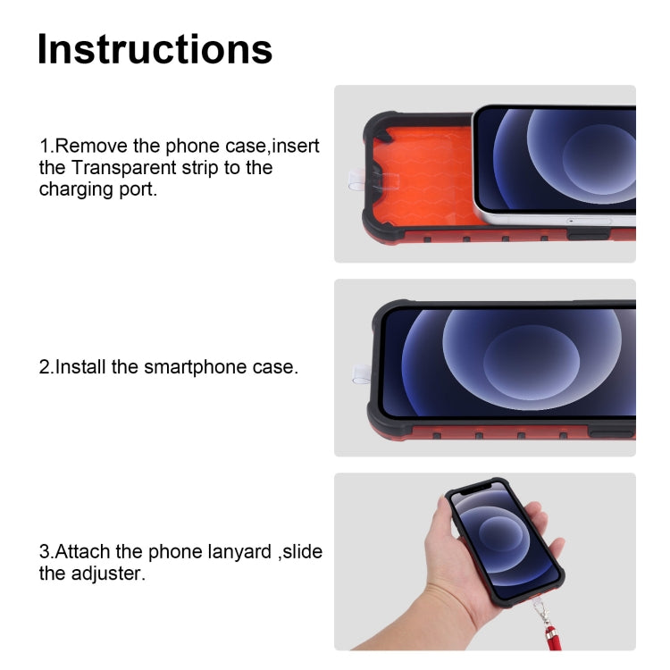 For iPhone 12 / 12 Pro Shockproof Honeycomb PC + TPU Case with Neck Lanyard(Red) - iPhone 12 / 12 Pro Cases by buy2fix | Online Shopping UK | buy2fix