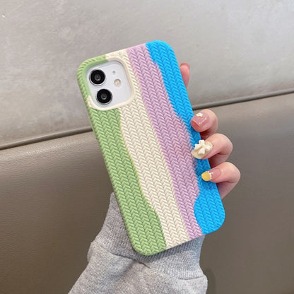 For iPhone 11 Herringbone Texture Silicone Protective Case (Rainbow Green) - iPhone 11 Cases by buy2fix | Online Shopping UK | buy2fix