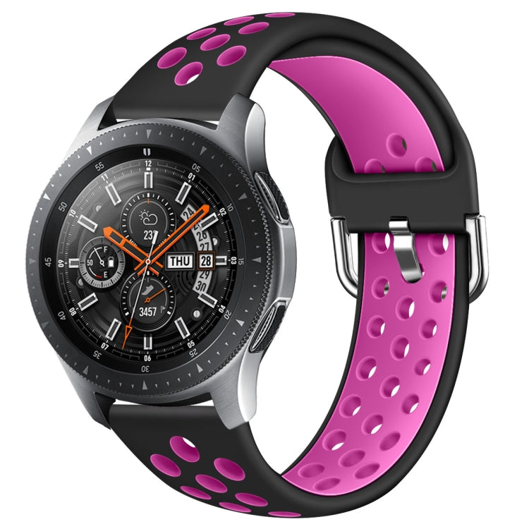 For Galaxy Watch 46 / S3 / Huawei Watch GT 1 / 2 22mm Smart Watch Silicone Double Color Watch Band, Size:L(Black Rose Purple) - Watch Bands by buy2fix | Online Shopping UK | buy2fix