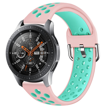 For Galaxy Watch 46 / S3 / Huawei Watch GT 1 / 2 22mm Smart Watch Silicone Double Color Watch Band, Size:L(Pink Green) - Watch Bands by buy2fix | Online Shopping UK | buy2fix