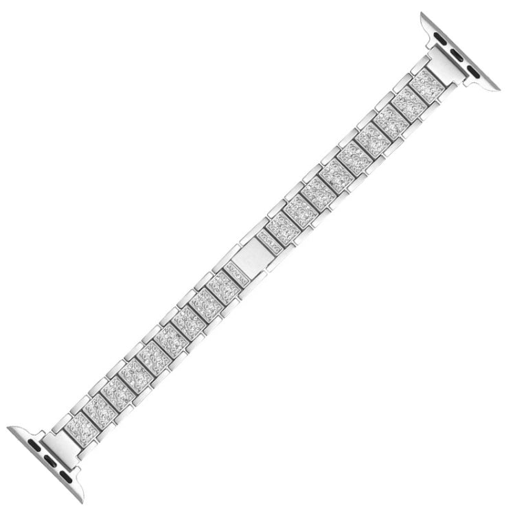 14mm Three-beads Diamond Aluminum Alloy Watch Band For Apple Watch Series 9&8&7 41mm / SE 3&SE 2&6&SE&5&4 40mm / 3&2&1 38mm(Silver) - Watch Bands by buy2fix | Online Shopping UK | buy2fix