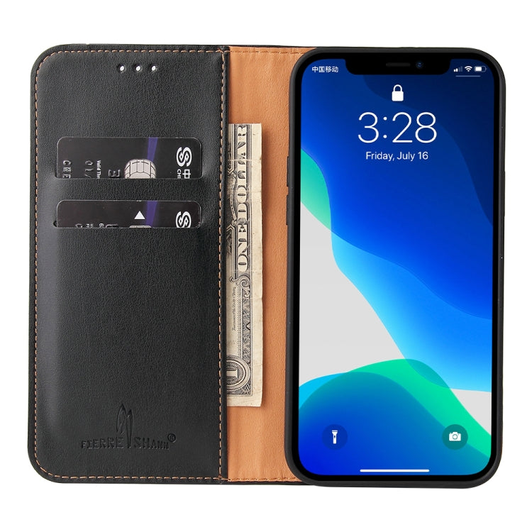 For iPhone 13 Pro Max Fierre Shann PU Leather Texture Horizontal Flip Leather Case with Holder & Card Slots & Wallet (Black) - iPhone 13 Pro Max Cases by FIERRE SHANN | Online Shopping UK | buy2fix