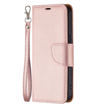 For iPhone 13 mini Litchi Texture Pure Color Horizontal Flip Leather Case with Holder & Card Slots & Wallet & Lanyard (Rose Gold) - iPhone 13 mini Cases by buy2fix | Online Shopping UK | buy2fix