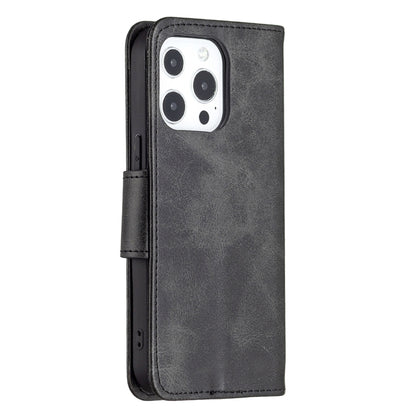 For iPhone 13 Retro Lambskin Texture Pure Color Horizontal Flip PU Leather Case, with Holder & Card Slots & Wallet & Lanyard(Black) - iPhone 13 Cases by buy2fix | Online Shopping UK | buy2fix