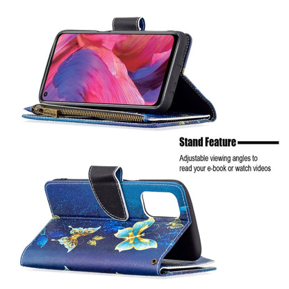 For OPPO A74 5G/A93 5G/A54 5G Colored Drawing Pattern Zipper Horizontal Flip Leather Case with Holder & Card Slots & Wallet(Gold Butterfly) - OPPO Cases by buy2fix | Online Shopping UK | buy2fix