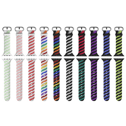 Two-color Twist Silicone Watch Band For Apple Watch Series 9&8&7 41mm / SE 3&SE 2&6&SE&5&4 40mm / 3&2&1 38mm(Rainbow White) - Watch Bands by buy2fix | Online Shopping UK | buy2fix