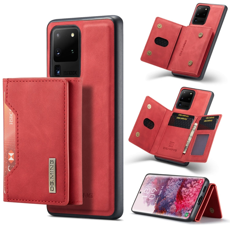 For Samsung Galaxy S20 Ultra DG.MING M2 Series 3-Fold Multi Card Bag Back Cover Shockproof Case with Wallet & Holder Function(Red) - Galaxy Phone Cases by DG.MING | Online Shopping UK | buy2fix