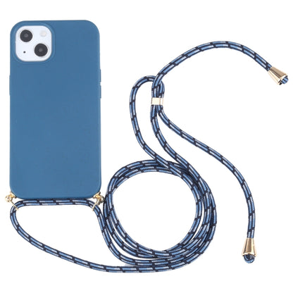 For iPhone 13 mini Wheat Straw Material + TPU Shockproof Case with Neck Lanyard (Blue) - iPhone 13 mini Cases by buy2fix | Online Shopping UK | buy2fix