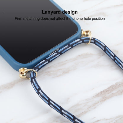 For iPhone 13 mini Wheat Straw Material + TPU Shockproof Case with Neck Lanyard (Blue) - iPhone 13 mini Cases by buy2fix | Online Shopping UK | buy2fix