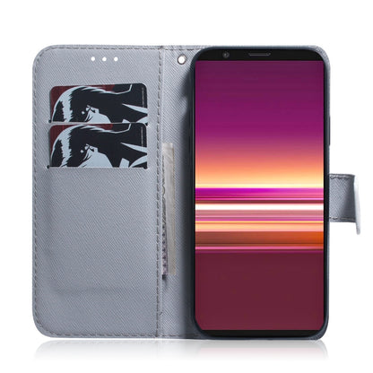 For Sony Xperia 5 Coloured Drawing Pattern Horizontal Flip PU Leather Case with Holder & Card Slots & Wallet(White Wolf) - Sony Cases by buy2fix | Online Shopping UK | buy2fix