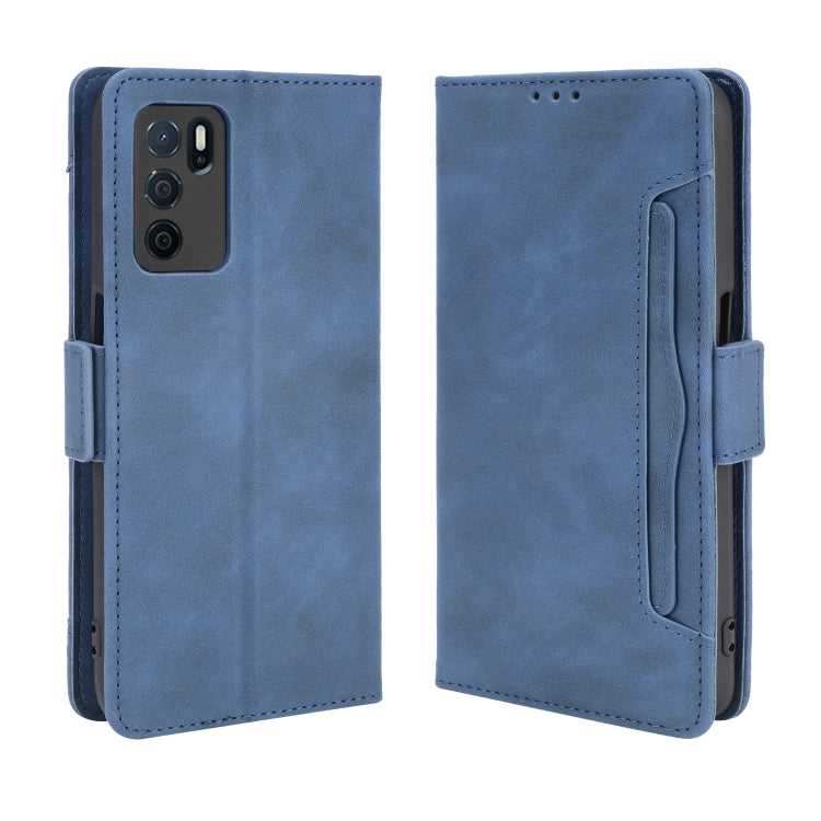 For OPPO A16 Skin Feel Calf Pattern Horizontal Flip Leather Case with Holder & Card Slots & Photo Frame(Blue) - OPPO Cases by buy2fix | Online Shopping UK | buy2fix