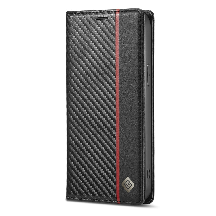 For iPhone 13 mini LC.IMEEKE Carbon Fiber PU + TPU Horizontal Flip Leather Case with Holder & Card Slot & Wallet (Vertical Black) - iPhone 13 mini Cases by LC.IMEEKE | Online Shopping UK | buy2fix