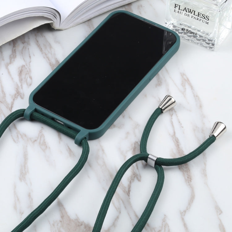 For iPhone 13 mini Candy Colors TPU Protective Case with Lanyard (Dark Green) - iPhone 13 mini Cases by buy2fix | Online Shopping UK | buy2fix