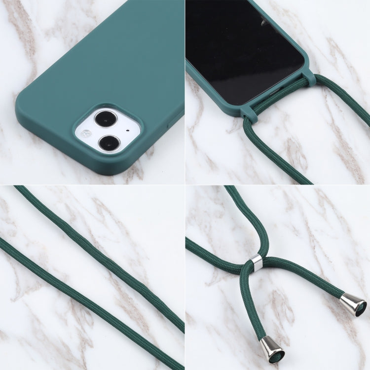 For iPhone 13 mini Candy Colors TPU Protective Case with Lanyard (Dark Green) - iPhone 13 mini Cases by buy2fix | Online Shopping UK | buy2fix