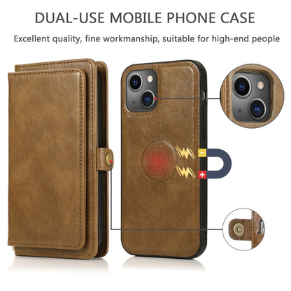 For iPhone 13 mini Strong Magnetic Detachable Horizontal Flip Leather Case with Card Slots & Wallet For  iPhone 13 Mini(Brown) - iPhone 13 mini Cases by buy2fix | Online Shopping UK | buy2fix