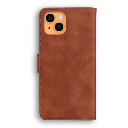 For iPhone 13 mini Skin Feel Pure Color Horizontal Flip Leather Case with Holder & Card Slots & Wallet (Brown) - iPhone 13 mini Cases by buy2fix | Online Shopping UK | buy2fix